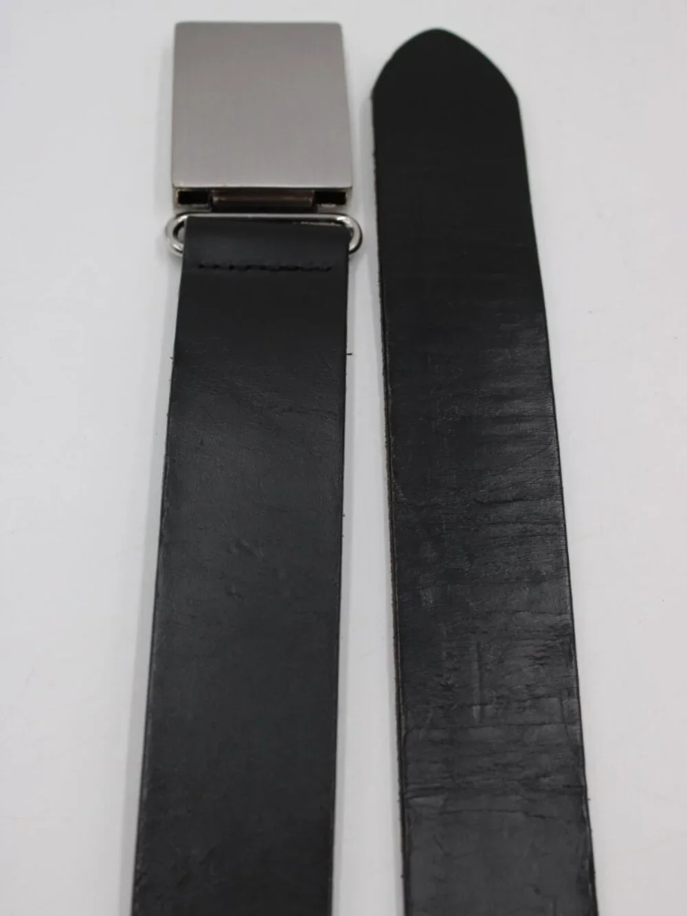 Banana Republic Genuine Leather Belt Black Mens Size 34 Silver Buckle No Holes